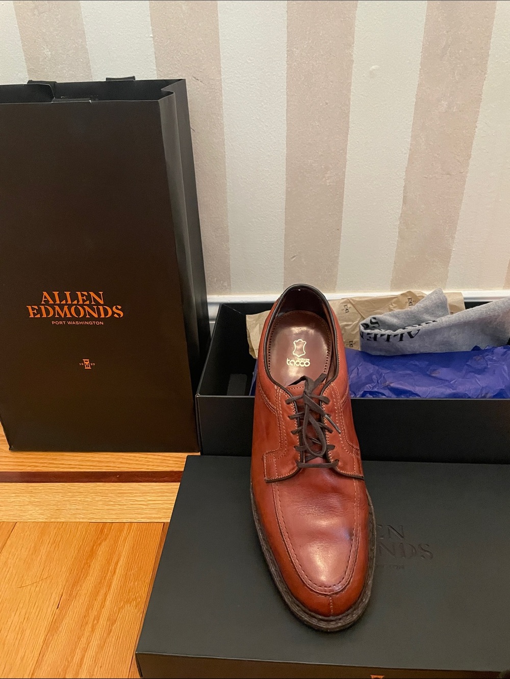 Allen Edmonds Brown Leather Derby with Moc Toe Stitching